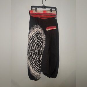 Wide Leg Women's Harem Pants with Black & Cream Mandala Print